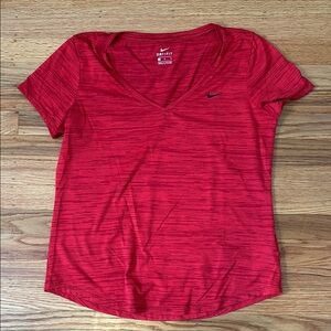 Nike Women's V-Neck Red Dri-Fit Tee